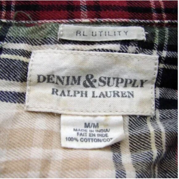 Ralph Lauren Denim & Supply Plaid Utility Shirt Light Flannel Boyfriend Medium - Picture 4 of 13
